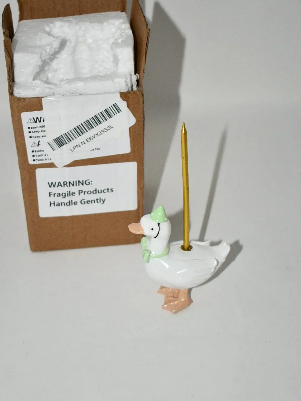 Mumufy Silly Goose Cake Candle Holder with Gold Birthday Candle, NWT Condition: